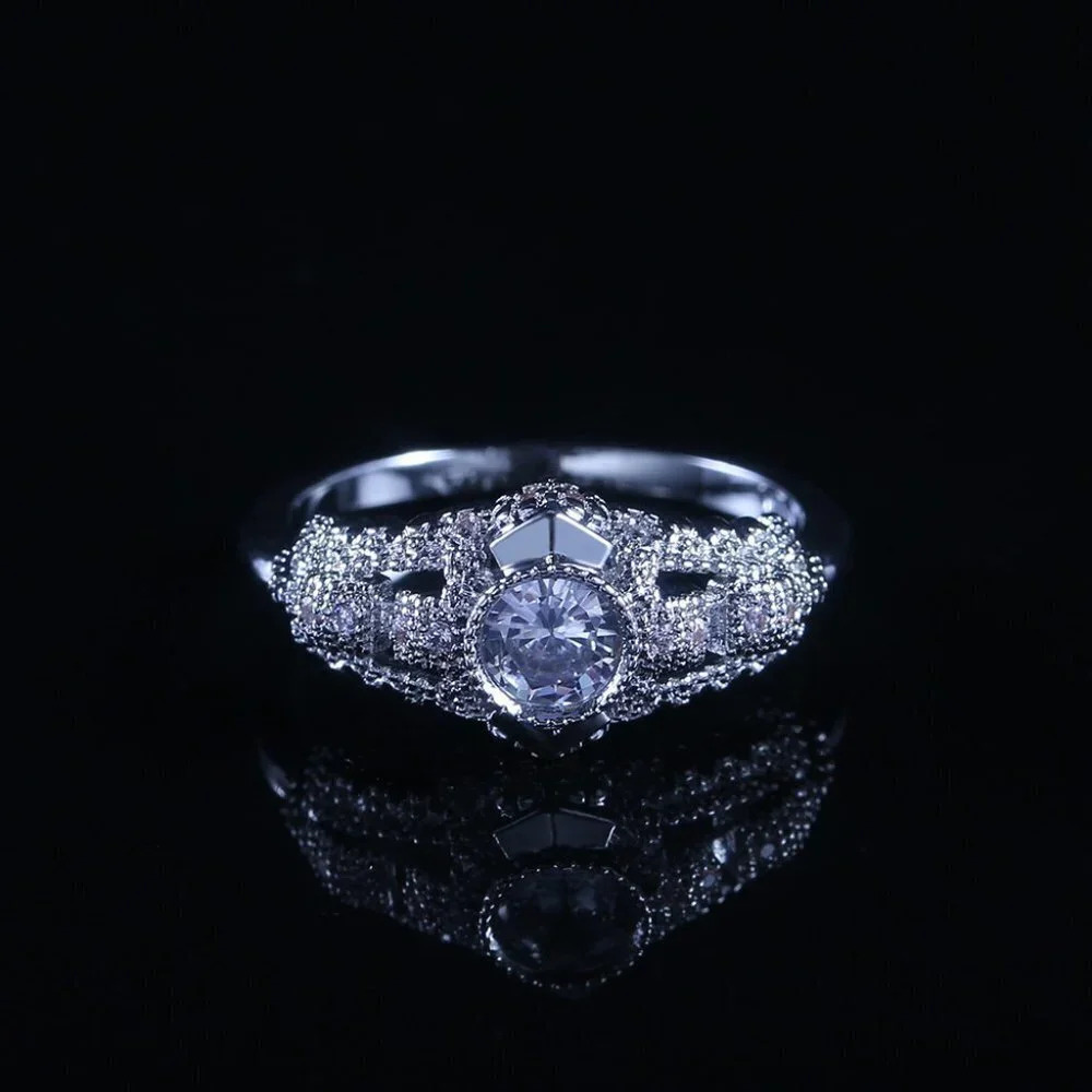 ▶Silver Plated Wedding engagement  Ring for Women, F115 - Picture 6 of 6